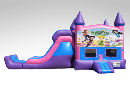 Disney Fairies Pink and Purple Bounce House Combo w/Single Lane Dry Slide