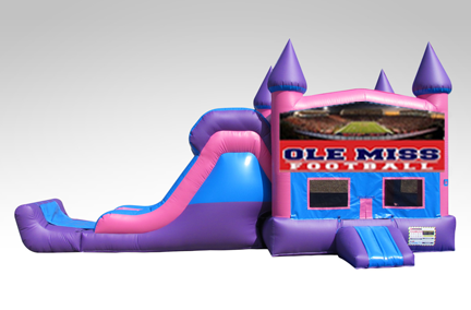 Ole Miss Pink and Purple Bounce House Combo w/Single Lane Dry Slide