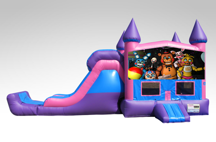 Five Nights at Freddy's Pink and Purple Bounce House Combo w/Single Lane Dry Slide