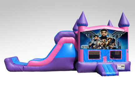 Black Panther Pink and Purple Bounce House Combo w/Single Lane Dry Slide