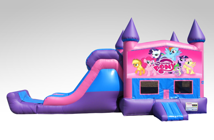 My Little Pony Pink and Purple Bounce House Combo w/Single Lane Dry Slide