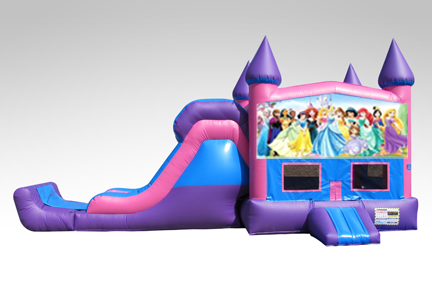 Disney Princess Pink and Purple Bounce House Combo w/Single Lane Dry Slide