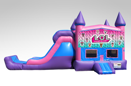 LOL Pink and Purple Bounce House Combo w/Single Lane Dry Slide