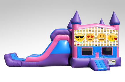 Emojis Pink and Purple Bounce House Combo w/Single Lane Dry Slide