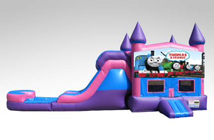 Thomas the Train Pink and Purple Bounce House Combo w/Single Lane Water Slide