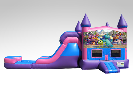 Monsters Inc. Pink and Purple Bounce House Combo w/Single Lane Water Slide