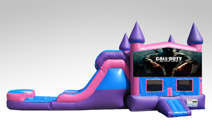 Call of Duty Pink and Purple Bounce House Combo w/Single Lane Water Slide