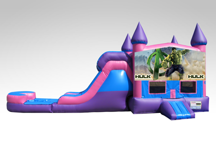 Hulk Pink and Purple Bounce House Combo w/Single Lane Water Slide