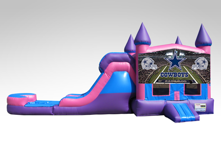 Dallas Cowboys Pink and Purple Bounce House Combo w/Single Lane Water Slide