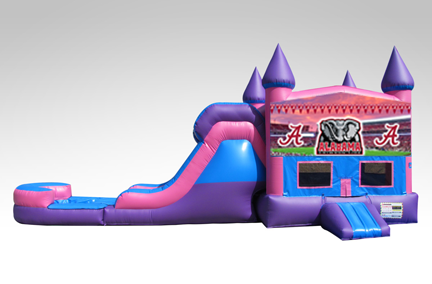 Alabama Pink and Purple Bounce House Combo w/Single Lane Water Slide