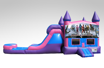 Power Rangers New Pink and Purple Bounce House Combo w/Single Lane Water Slide