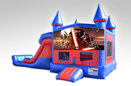 Star Wars Red and Blue Bounce House Combo w/Dual Lane Dry Slide