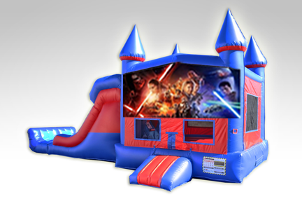 Star Wars Force Awakens Red and Blue Bounce House Combo w/Dual Lane Dry Slide