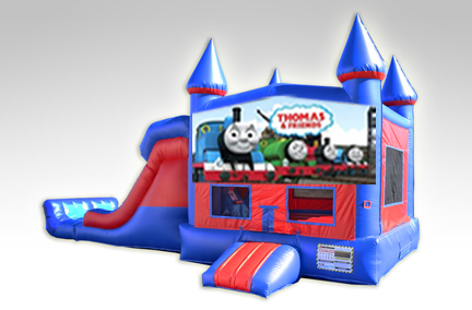Thomas the Train Red and Blue Bounce House Combo w/Dual Lane Dry Slide