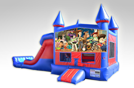 Toy Story Red and Blue Bounce House Combo w/Dual Lane Dry Slide