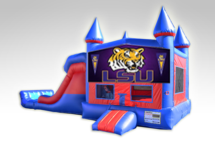 LSU Red and Blue Bounce House Combo w/Dual Lane Dry Slide