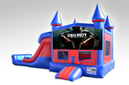Call of Duty Red and Blue Bounce House Combo w/Dual Lane Dry Slide