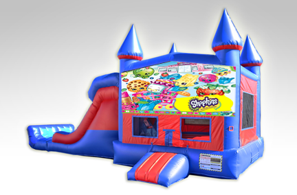 Shopkins Red and Blue Bounce House Combo w/Dual Lane Dry Slide