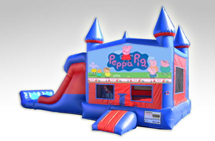 Peppa Pig Red and Blue Bounce House Combo w/Dual Lane Dry Slide