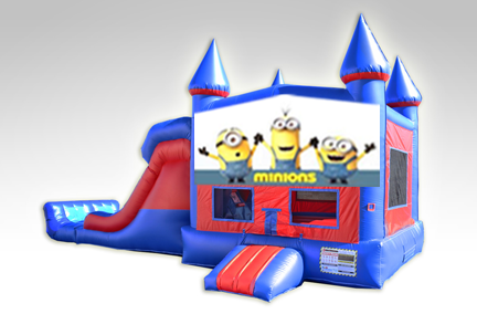Minions Red and Blue Bounce House Combo w/Dual Lane Dry Slide