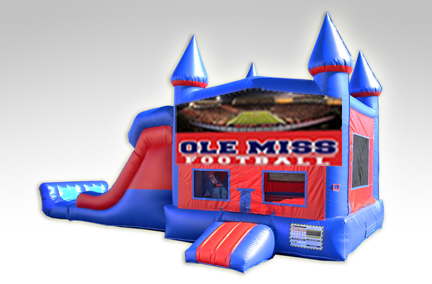 Ole Miss Red and Blue Bounce House Combo w/Dual Lane Dry Slide
