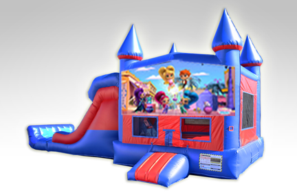 Shimmer and Shine Red and Blue Bounce House Combo w/Dual Lane Dry Slide