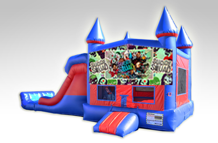 Suicide Squad Red and Blue Bounce House Combo w/Dual Lane Dry Slide