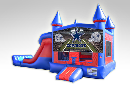 Dallas Cowboys Red and Blue Bounce House Combo w/Dual Lane Dry Slide
