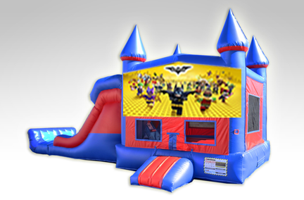 Lego Batman Red and Blue Bounce House Combo w/Dual Lane Dry Slide