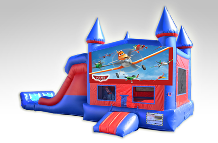 Planes Red and Blue Bounce House Combo w/Dual Lane Dry Slide