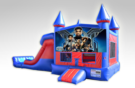 Black Panther Red and Blue Bounce House Combo w/Dual Lane Dry Slide