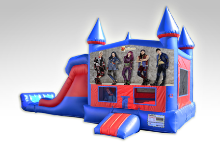 Disney Descendants Red and Blue Bounce House Combo w/Dual Lane Dry Slide