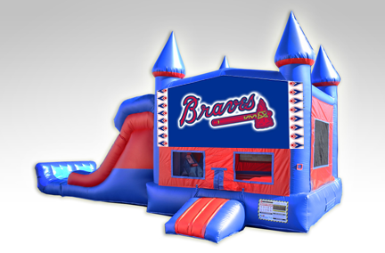 Atlanta Braves Red and Blue Bounce House Combo w/Dual Lane Dry Slide