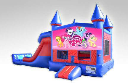 My Little Pony Red and Blue Bounce House Combo w/Dual Lane Dry Slide