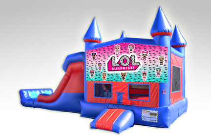 LOL Red and Blue Bounce House Combo w/Dual Lane Dry Slide