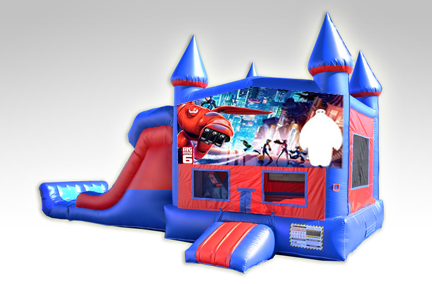 Big Hero 6 Red and Blue Bounce House Combo w/Dual Lane Dry Slide