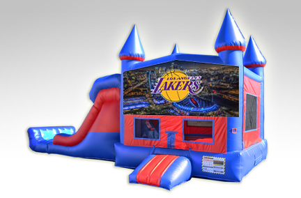 Los Angeles Lakers Red and Blue Bounce House Combo w/Dual Lane Dry Slide