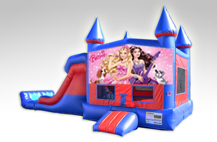 Barbie Red and Blue Bounce House Combo w/Dual Lane Dry Slide