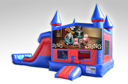 Sing Red and Blue Bounce House Combo w/Dual Lane Dry Slide