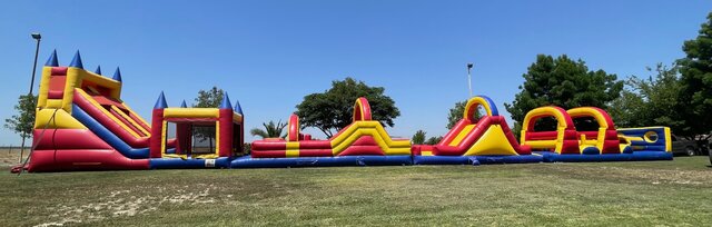 GIANT 6 IN 1 OBSTACLE (4 PIECE) (GIANT SLIDE COMBO 1.5HP BLOWER+ULTIMATE CHALLENGE 1.5HP BLOWER+DRY SLIDE 1HP BLOWER+OBSTACLE 2 1HP BLOWER)