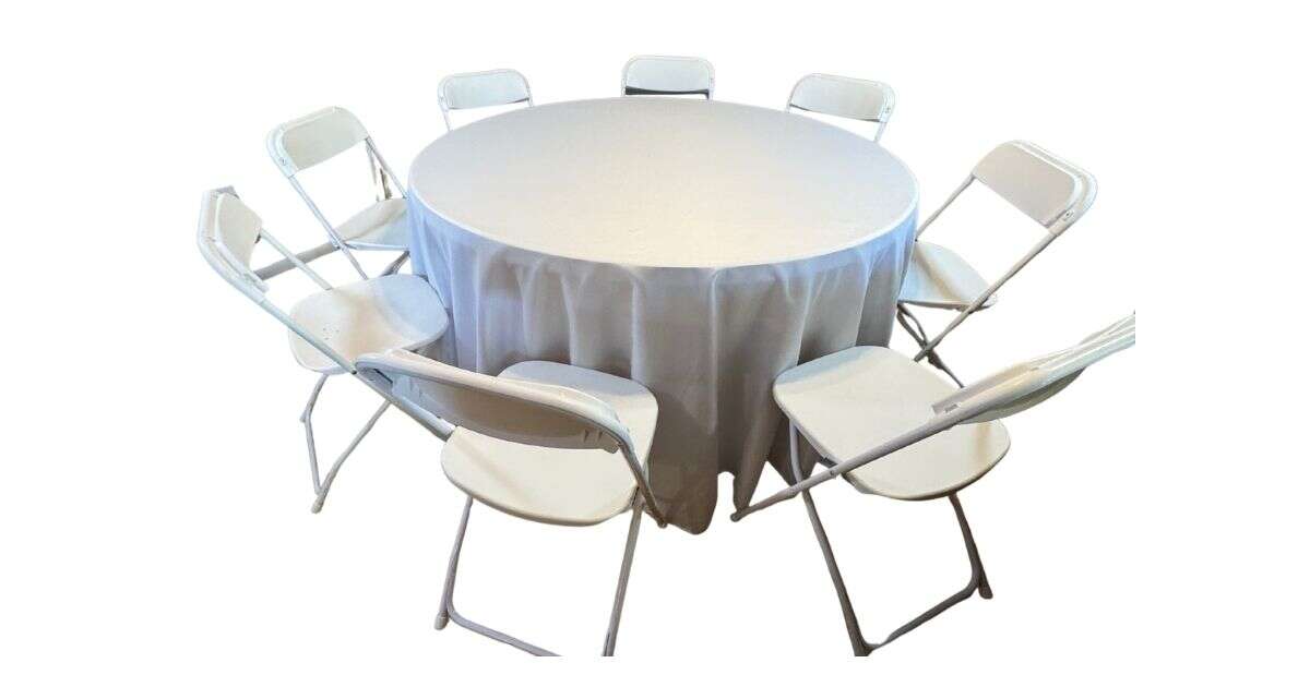 120-inch round white linen on round table