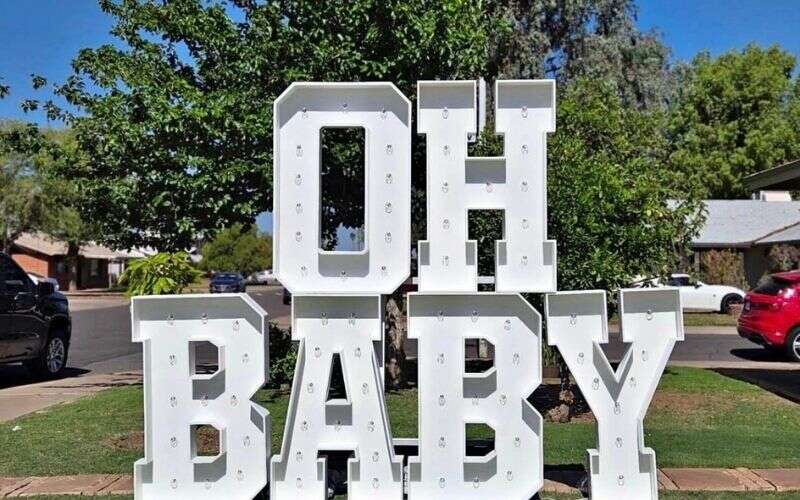 Light Up OH BABY marquee letters for baby shower party