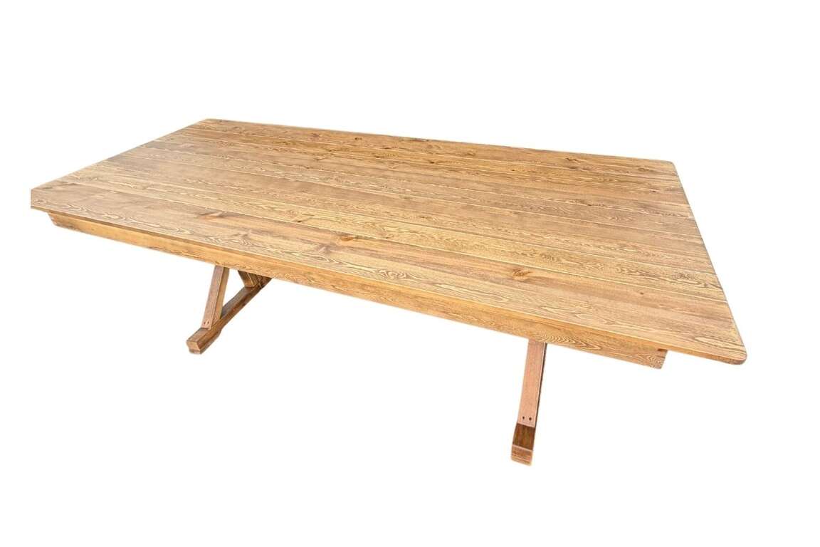 Farm table rentals set up for an event