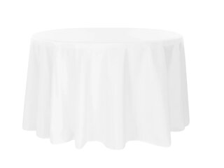 120" Round White Polyester Tablecloth