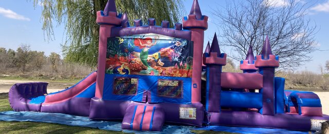 37ft Pink Castle Combo With Obstacle Course 