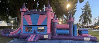 37ft Pink Castle Combo With Obstacle Course 