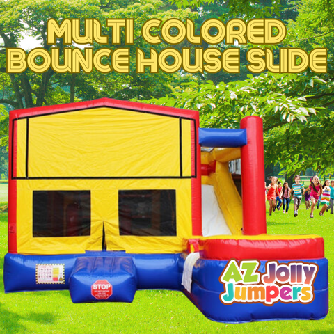 Multi Colored 7 in 1 Bounce House Slide