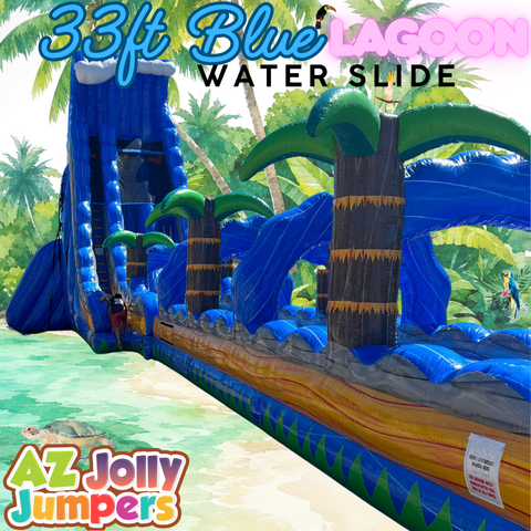 33ft Blue Lagoon Double Lane Water Slide