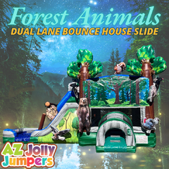 Forest Animals Bounce House Dual lane Slide