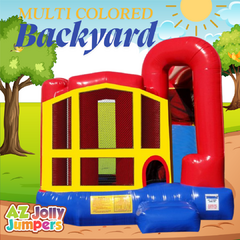 Multi Color Backyard Bounce House Slide Combo (Dry Only)